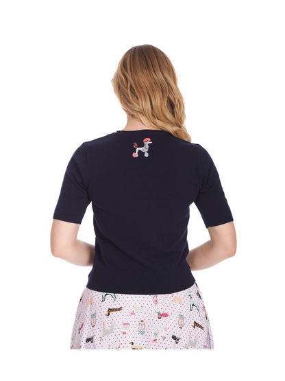 Kissing Poodles Cardigan | Navy @BVCM