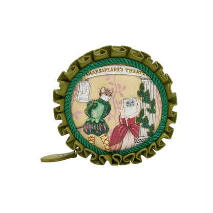 Decorative item with characters from Shakespeare's theater on a white background
