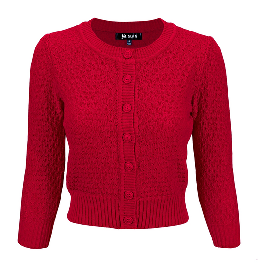 MAK 3/4 Sleeve Crewneck Knit Crochet Pattern Cropped Cardigan | 4 Colours | PREORDER