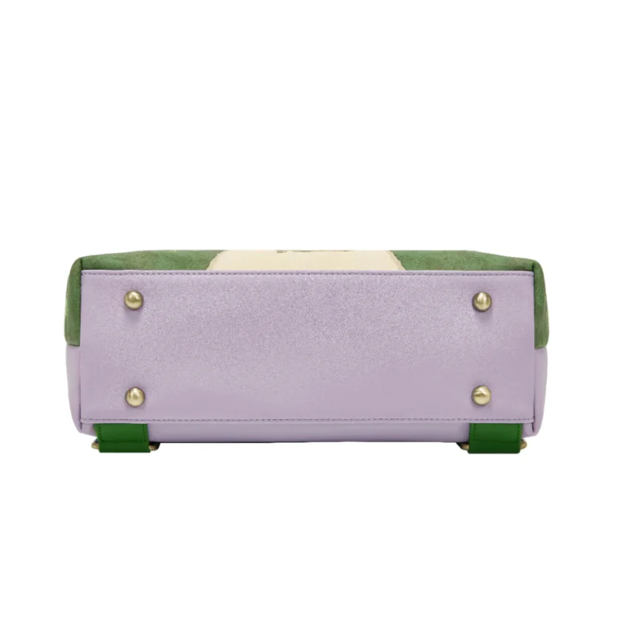  colorful backpack with a garden scene design.