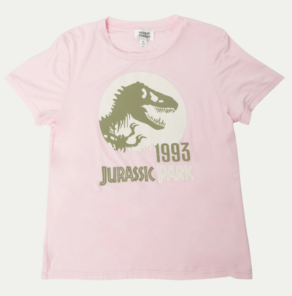 Jurassic Park x Unique Vintage Light Pink Jurassic Park 93 Fitted Tee