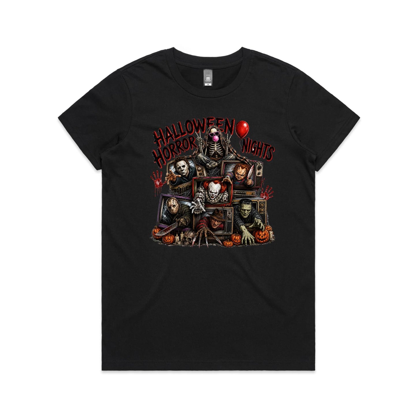 Halloween Horror Night Women's Black Tee | This is a Print on Demand Item