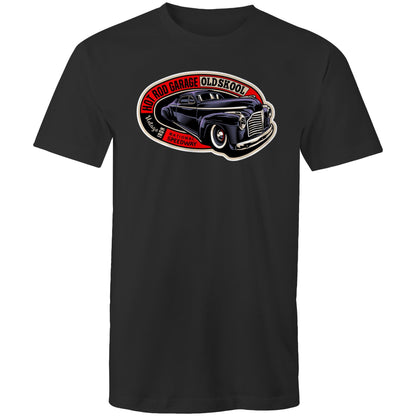 t-shirt with a graphic print of an old-fashioned car and the text 'Old School' on it.