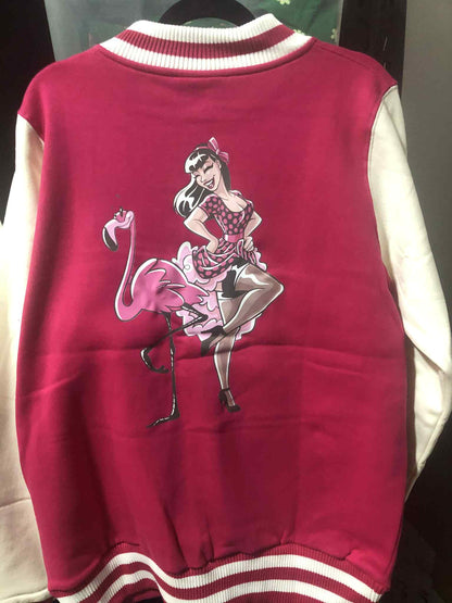 Lana-Rose Exclusive Flamingals Pink Varsity Jacket | Instore & @BVCM