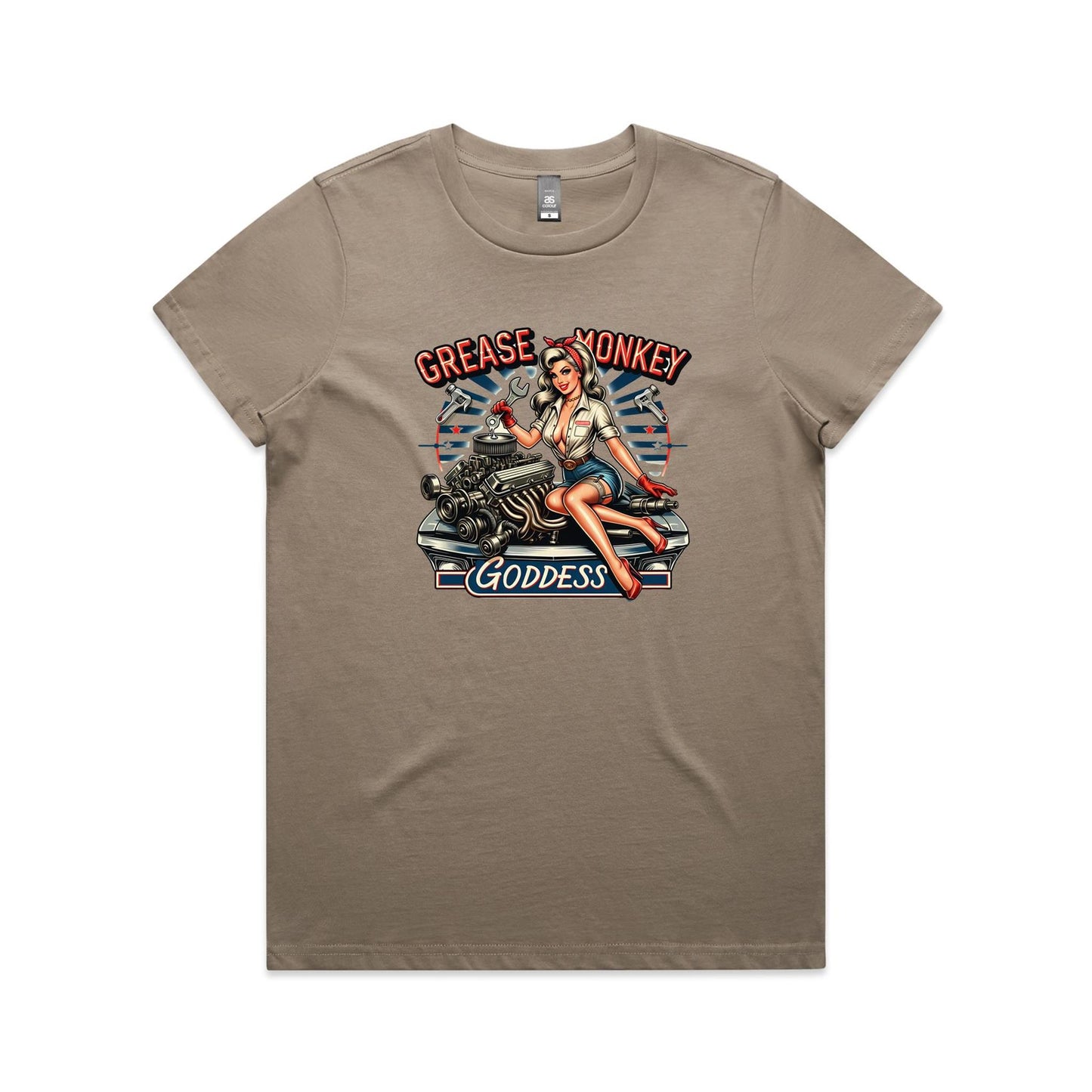 Grease Monkey Goddess - Women's Tee - 5 Colours | This is a Print on Demand Item