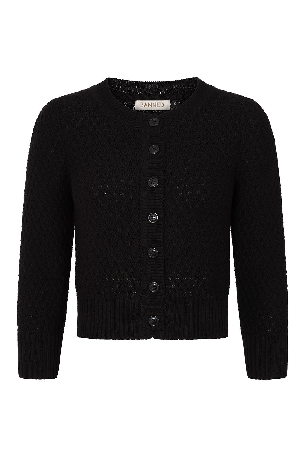 Black cardigan on a white background