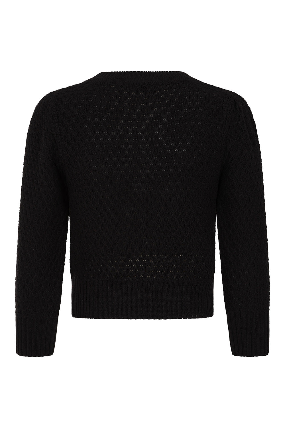 Black knitted cardigan on a white background