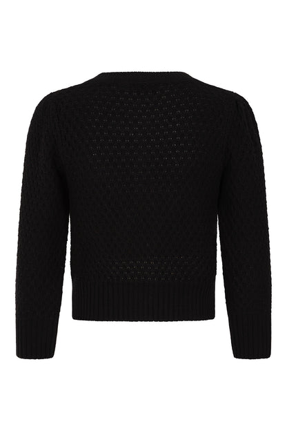 Black knitted cardigan on a white background