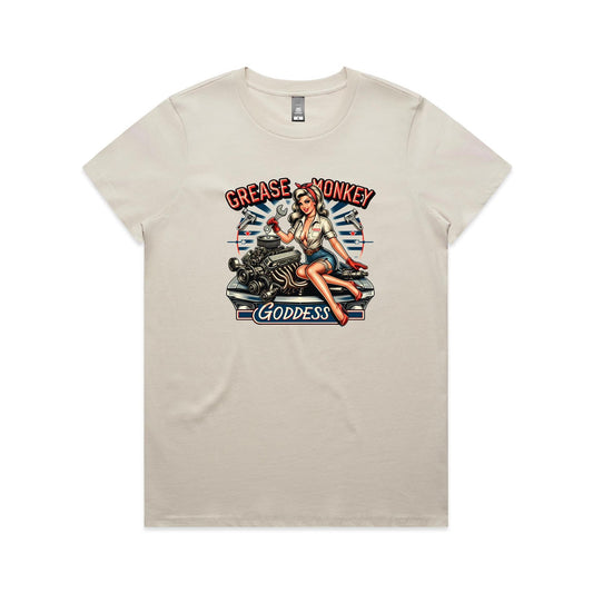 Grease Monkey Goddess - Women's Tee - 5 Colours | This is a Print on Demand Item