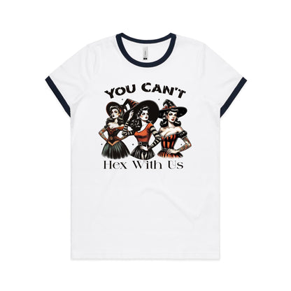 You Can't Hex With Us - Women's Ringer Tee - 3 Band Colours | This is a Print on Demand Item