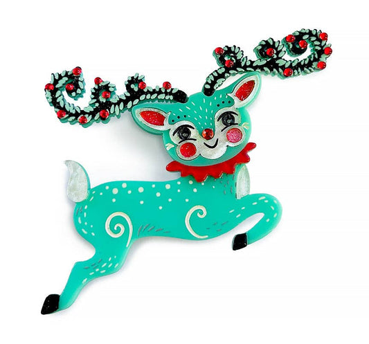 Fawna Fir Top Leaping Reindeer Brooch By Johanna Parker X Lipstick & Chrome @BVCM