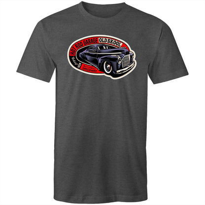 t-shirt with a graphic print of an old-fashioned car and the text 'Old School' on it.