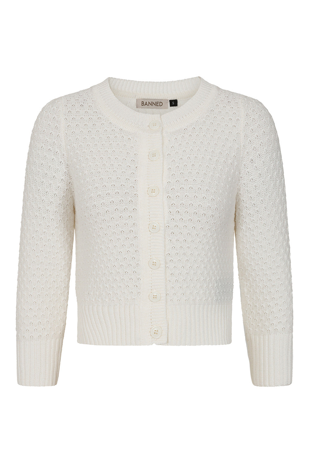 White textured cardigan on a white background