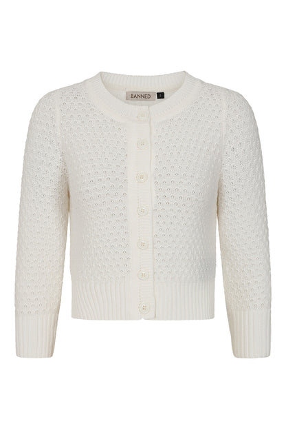 White textured cardigan on a white background