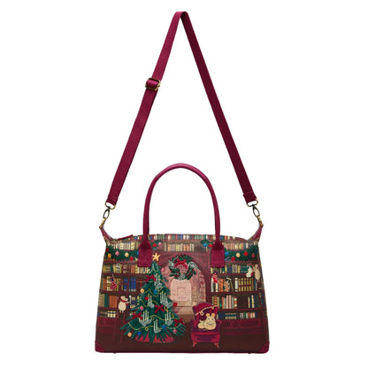 Christmas-themed handbag with a festive design on a white background