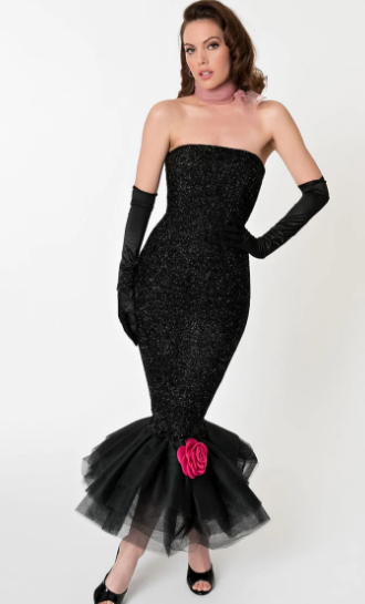 Barbie™ X Unique Vintage Black Solo In The Spotlight Strapless Wiggle Dress