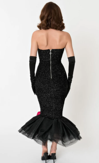 Barbie™ X Unique Vintage Black Solo In The Spotlight Strapless Wiggle Dress