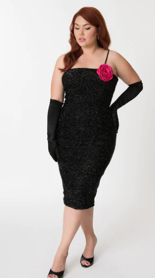 Barbie™ X Unique Vintage Black Solo In The Spotlight Strapless Wiggle Dress