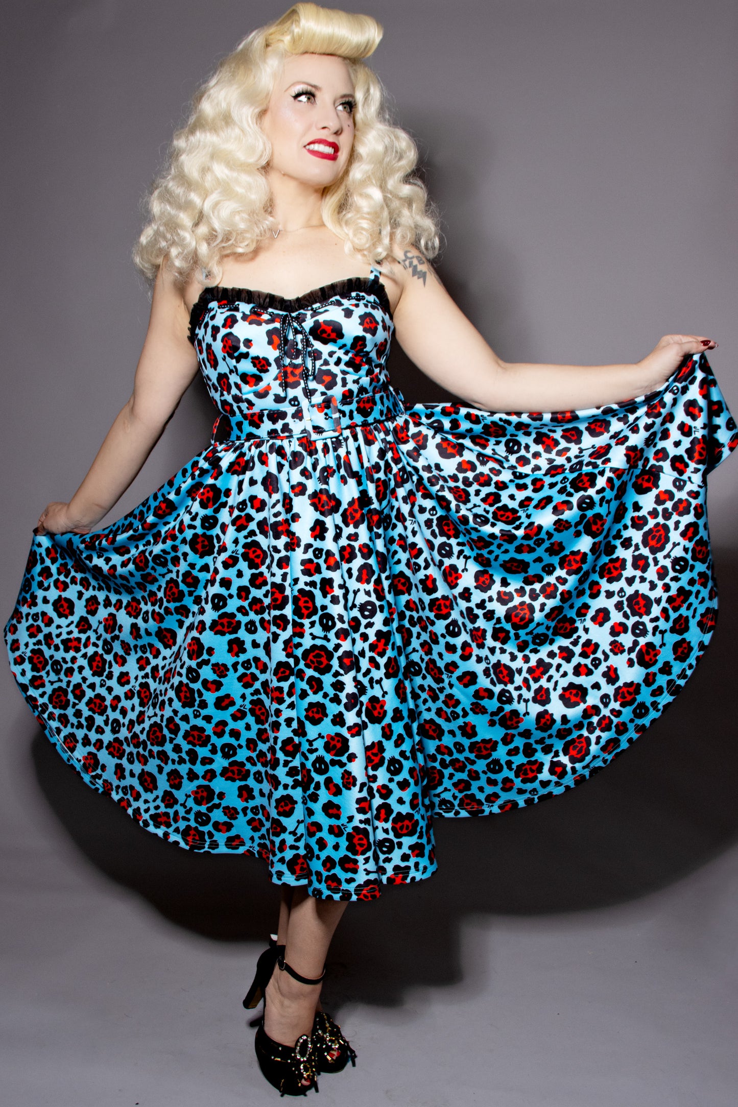 Love Bites Swing Dress - Blue Leopard -  Katakomb x Jessica Louise Collection | Preorder