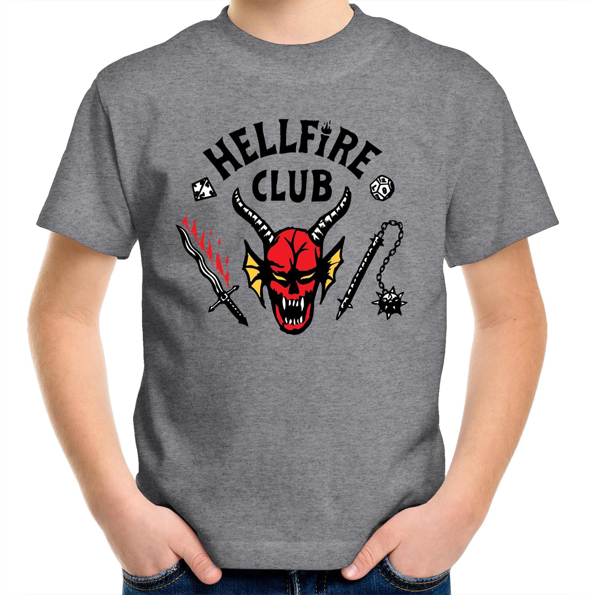Hellfire Club - Kids Youth Crew T-Shirt - White or Grey - Kids 2 to Ki ...