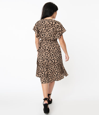 Unique Vintage Leopard Print Luella Wrap Dress