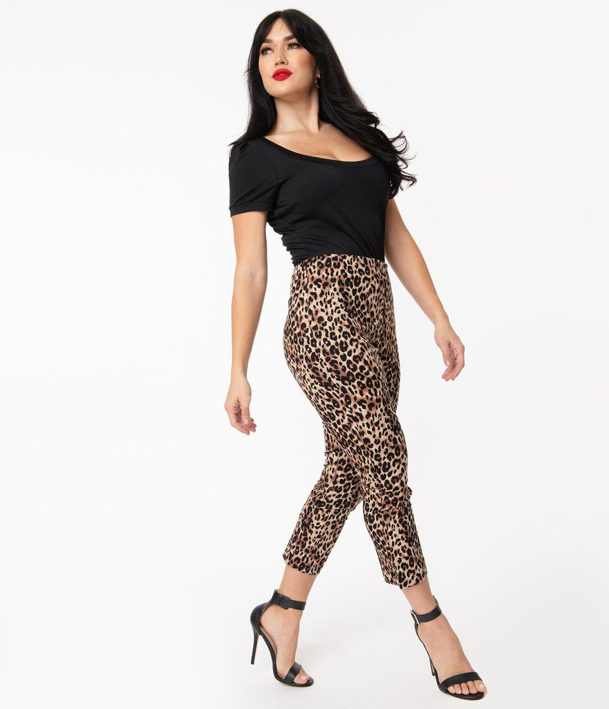 Leopard/Cheetah High Waist Capri Pants  Cute crop tops, Vintage inspired  blouses, High waisted