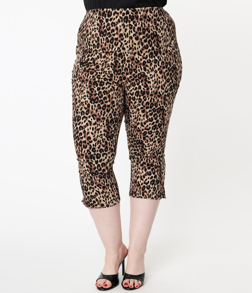 Unique-Vintage Leopard Print Rachelle Capri Pants