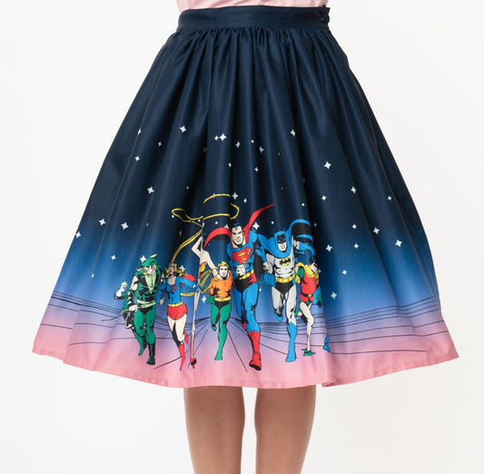 Unique-Vintage x DC Comics Justice League Gellar Swing Skirt