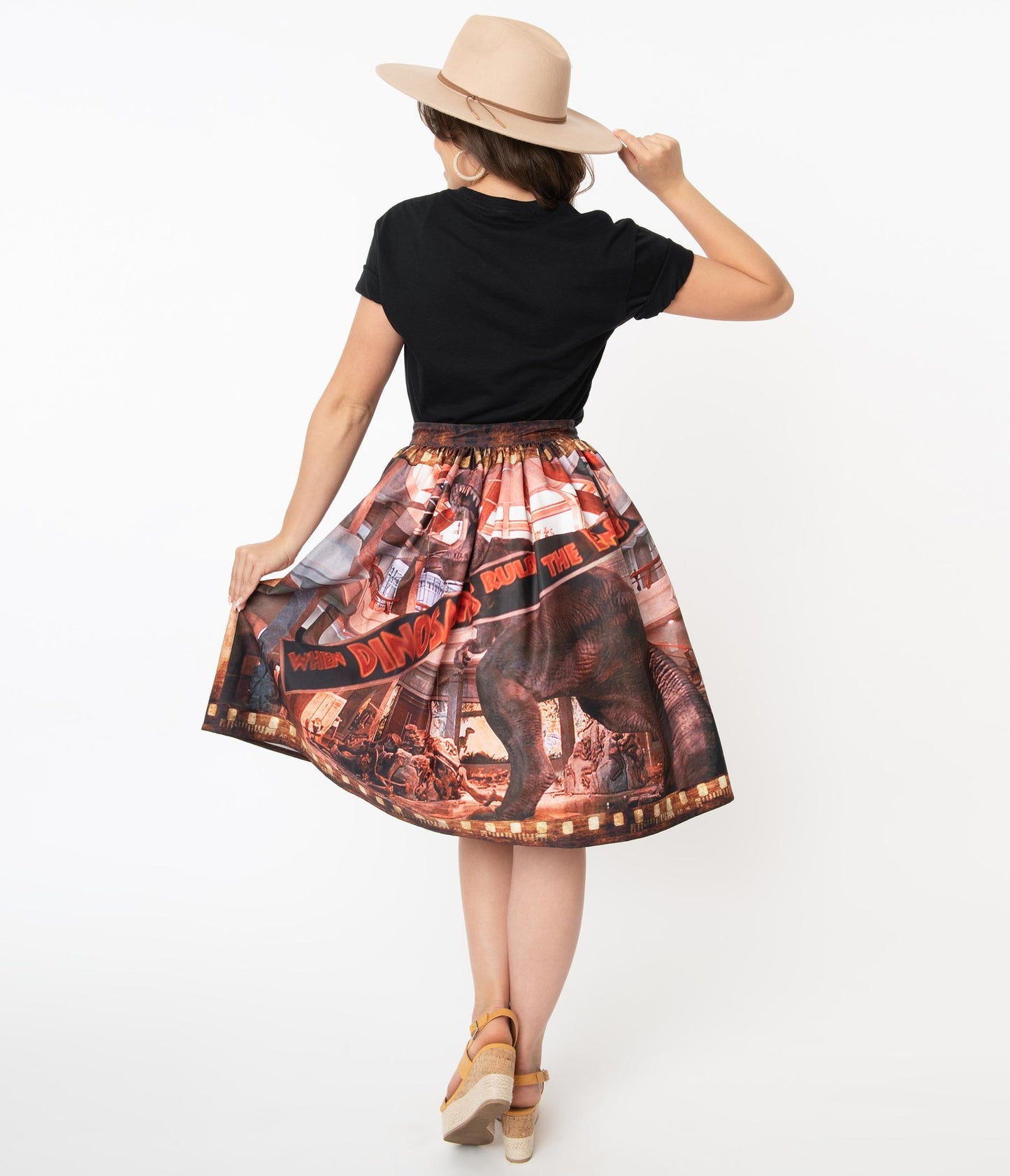 Unique-Vintage x Jurassic Park When Dinosaurs Ruled The Earth Swing Skirt | Only XSmall/2 Left