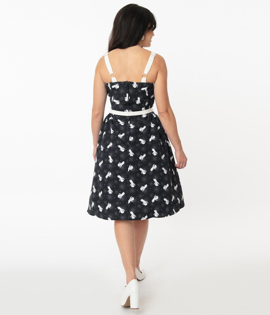 Unique-Vintage x Casper Spiderwebs & Ghosts Rachel Swing Dress | Only XSmall/2 Left