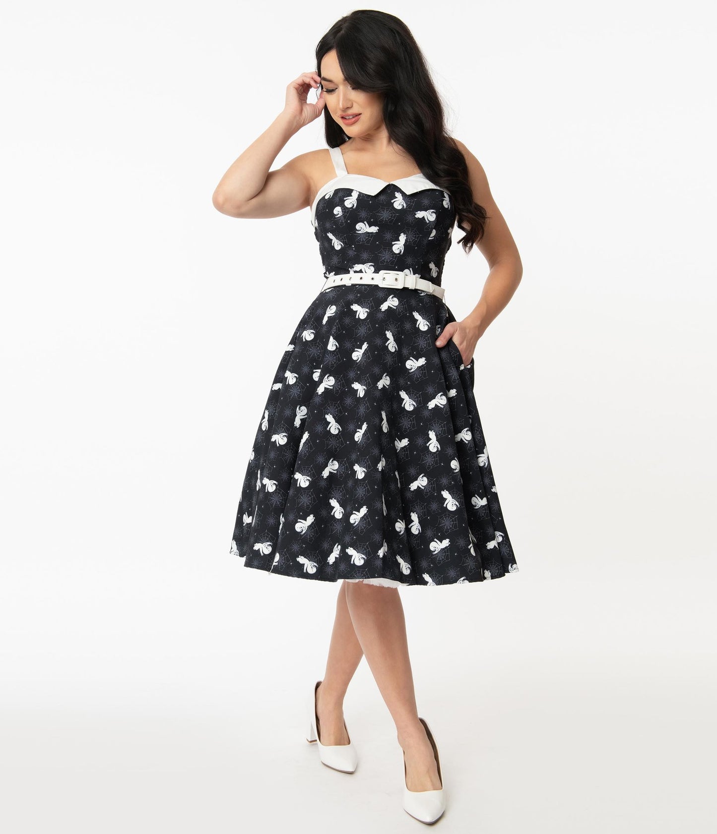 Unique-Vintage x Casper Spiderwebs & Ghosts Rachel Swing Dress | Only XSmall/2 Left