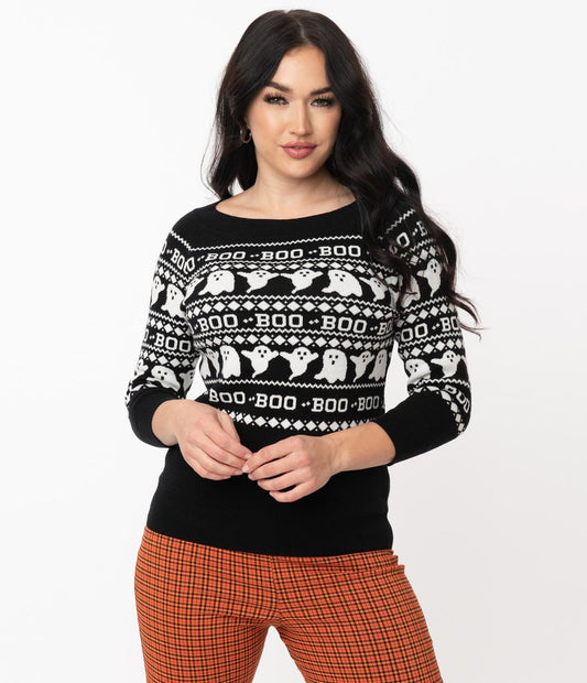 Unique Vintage Haunted Ghosts Fair Isle Annaleigh Sweater