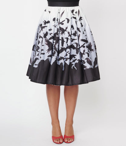 Unique-Vintage x The Birds, Birds Attack Print Main Attraction Swing Skirt - Only Sizes XSmall & Small Left