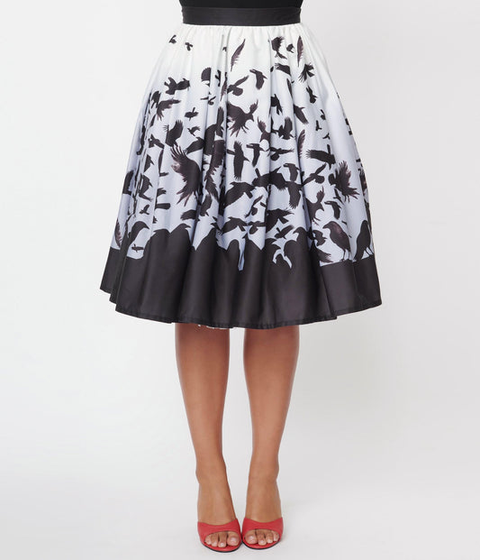 Unique-Vintage x The Birds, Birds Attack Print Main Attraction Swing Skirt - Only Size XSmall Left
