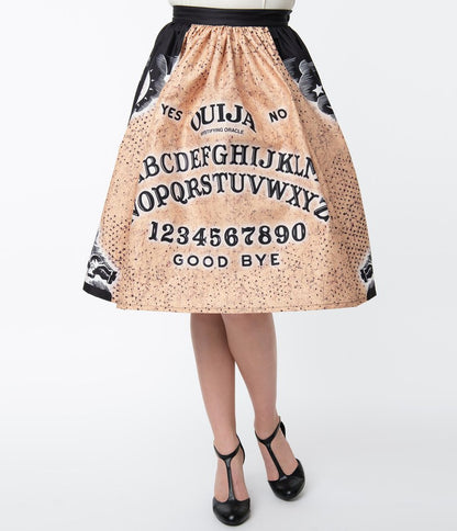 Unique-Vintage x Ouija Board Print Gellar Swing Skirt
