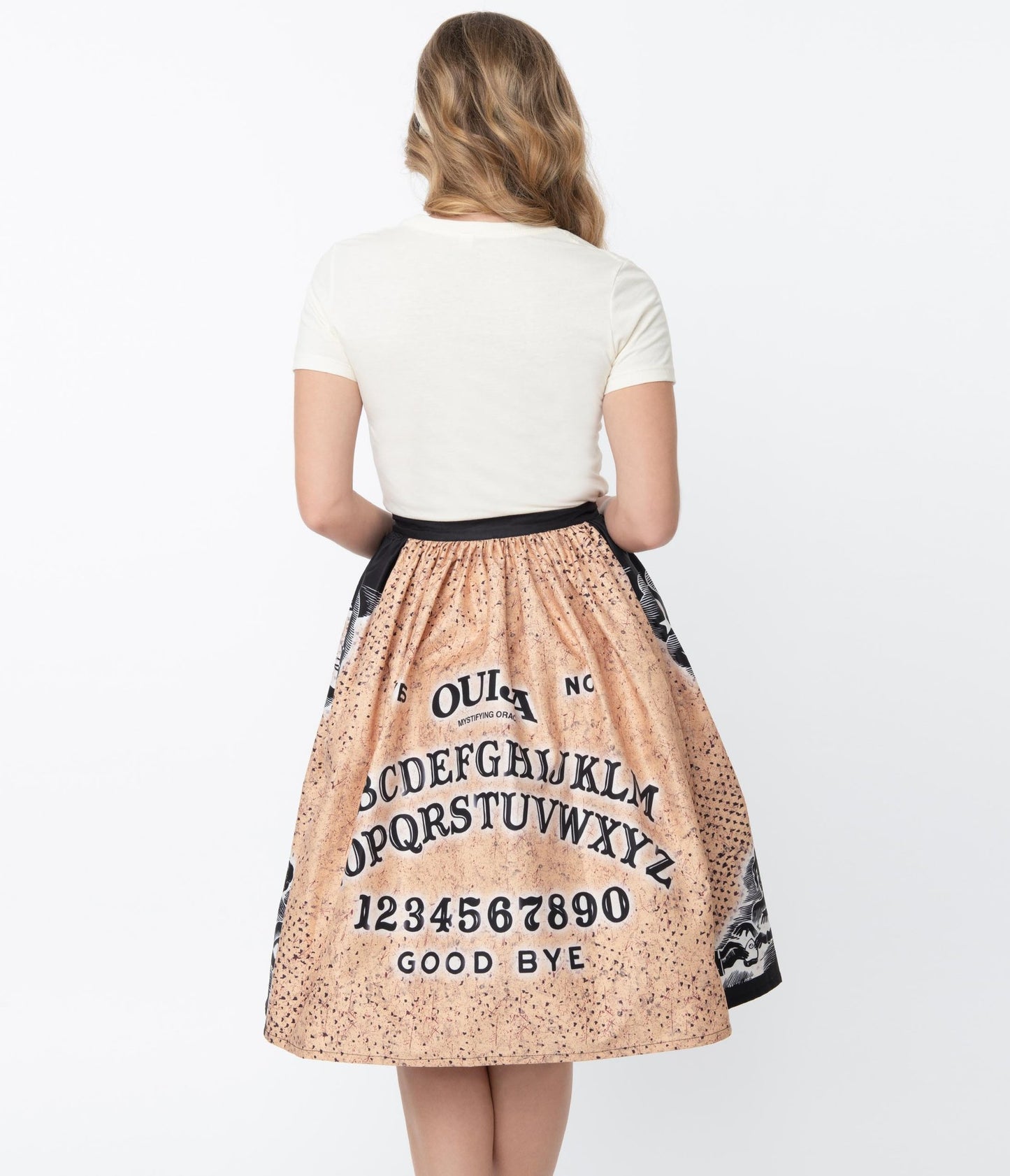 Unique-Vintage x Ouija Board Print Gellar Swing Skirt