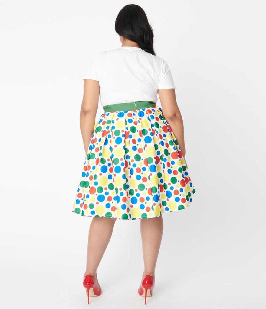 Unique Vintage x Hasbro - Twister Polka Dot Print Swing Skirt