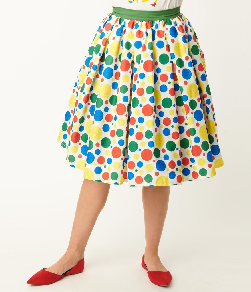 Unique Vintage x Hasbro - Twister Polka Dot Print Swing Skirt