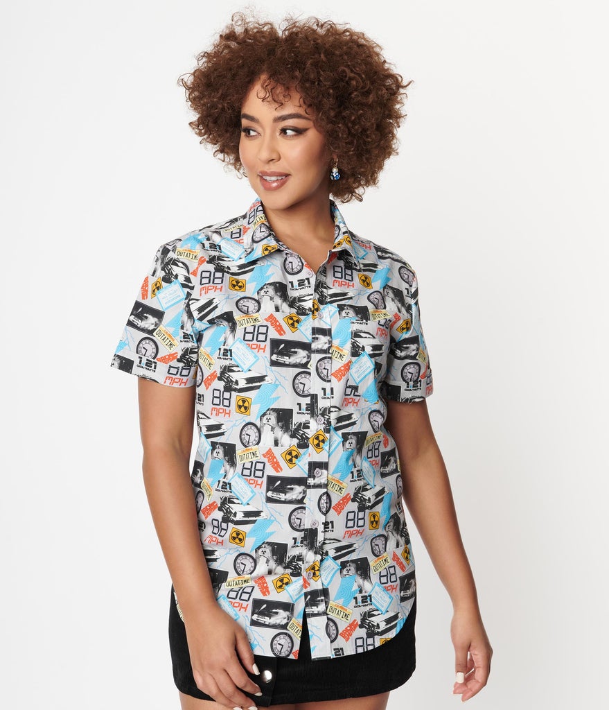 Unique-Vintage X Back To The Future Time Travel Motif Print Unisex Shirt - Only Size Small Left