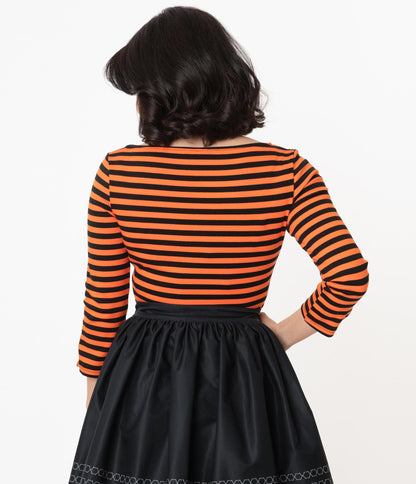 Black & Orange Stripe Gracie Top