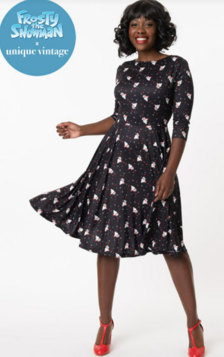 Unique-Vintage x Frosty Magic Print Nicole Swing Dress