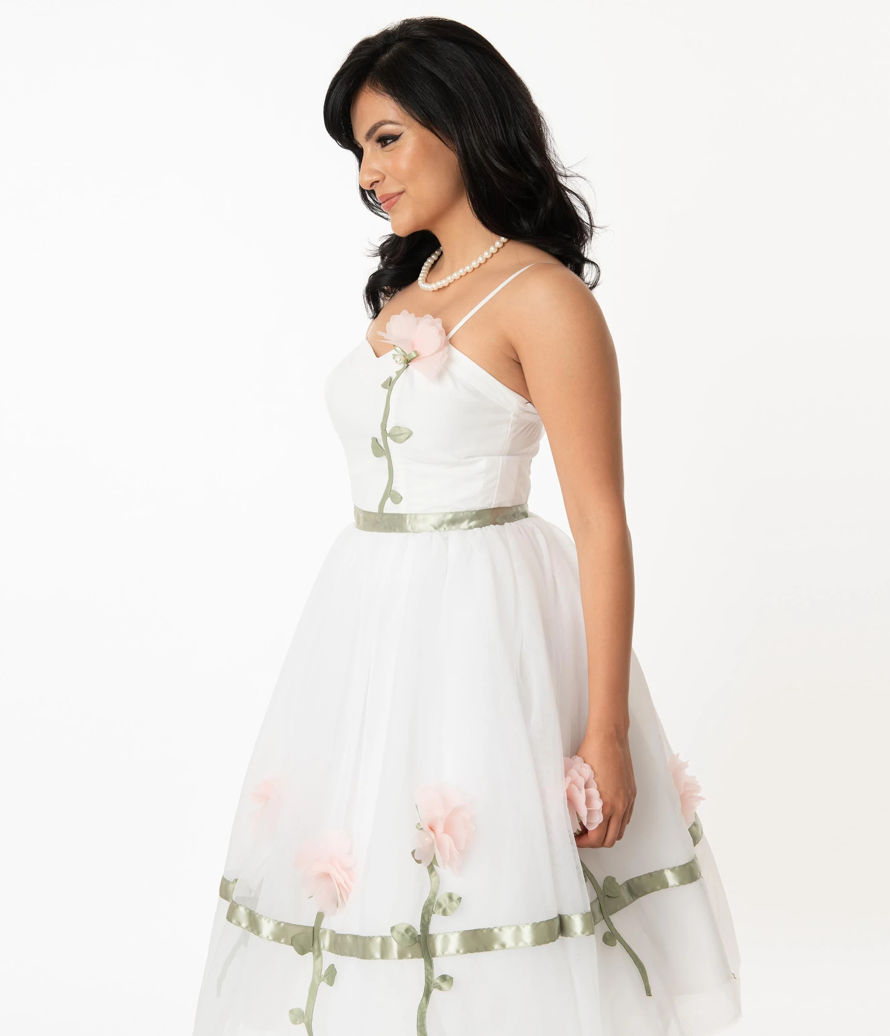 White & Pink Floral Bertie Swing Dress