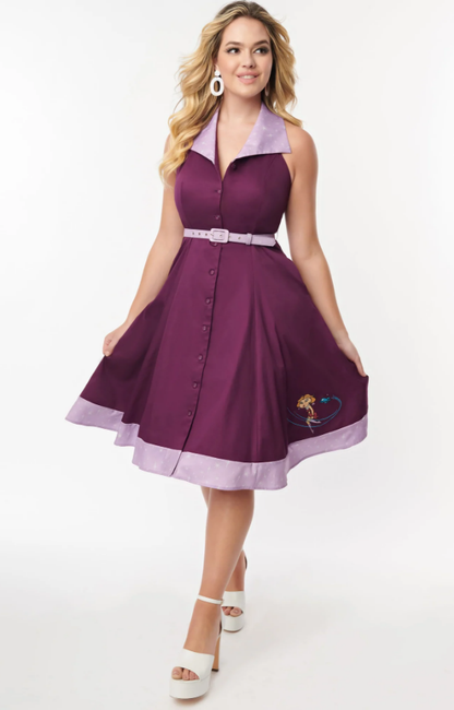 Unique Vintage x Jetsons x Purple Jane Halter Swing Dress