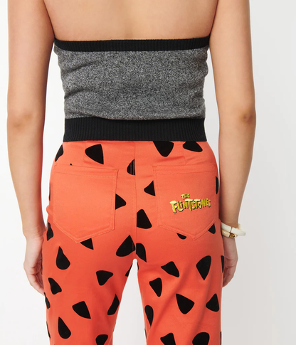 Smak Parlour Flintstones Orange Black Leopard Spots Print Flare Pants unique vintage lana rose