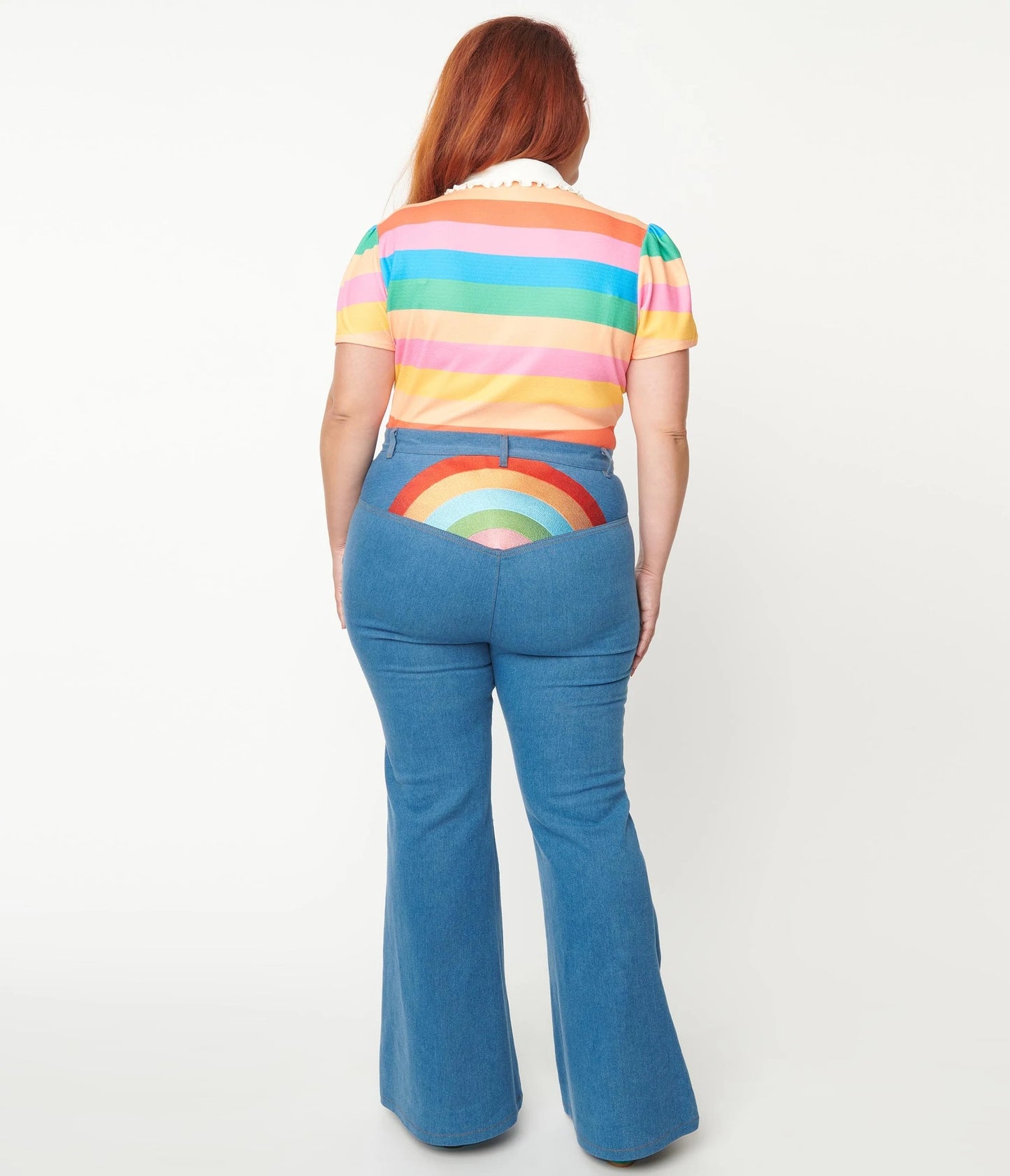 Pride Blue Denim Rainbow Embroidered Jeans