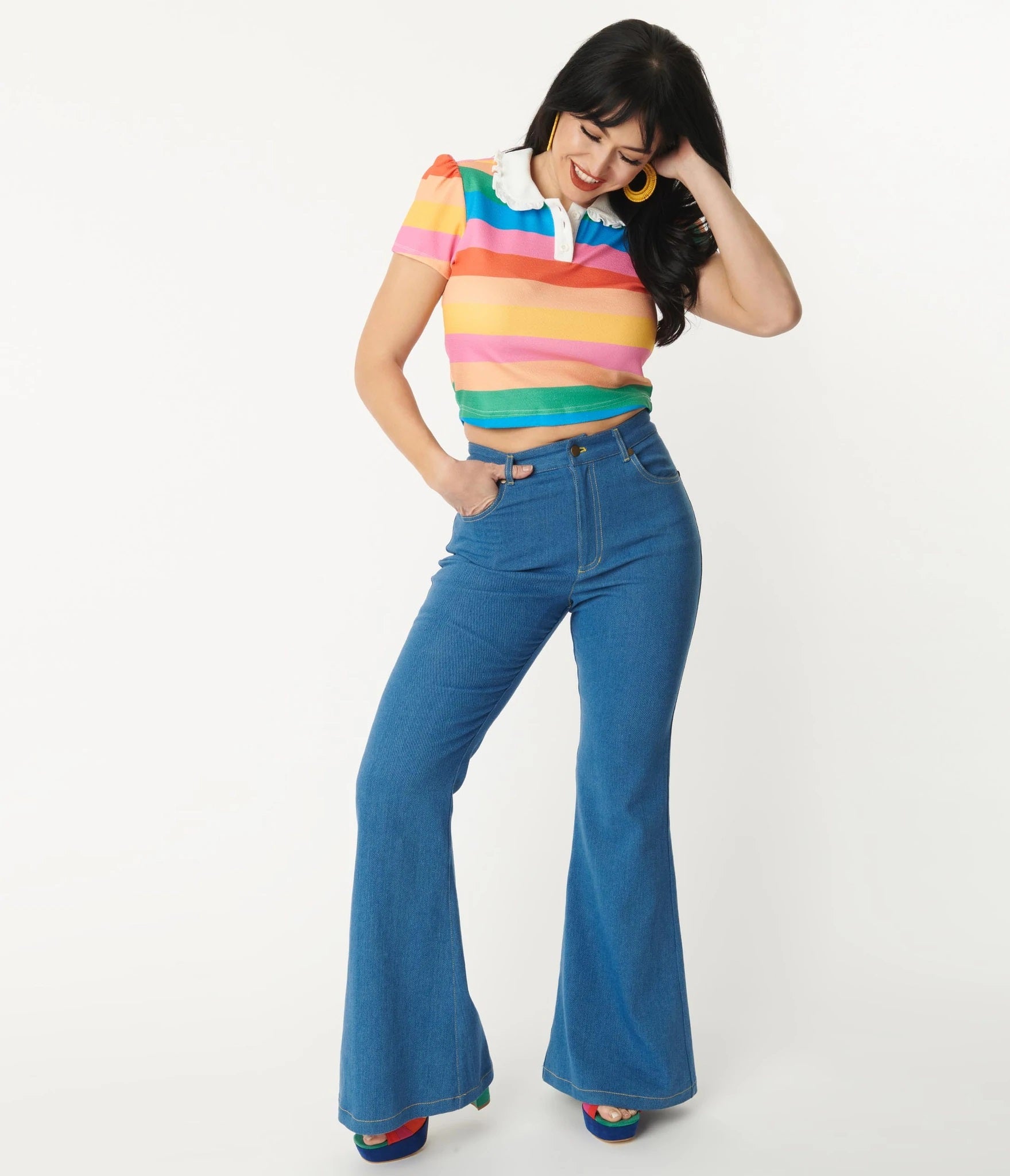 Unique Vintage x Pride Blue Denim Rainbow Embroidered Jeans – Lana-Rose  Fashion