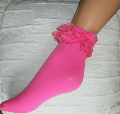 Music Legs Ruffle Trim Ankle Socks - 7 Colours