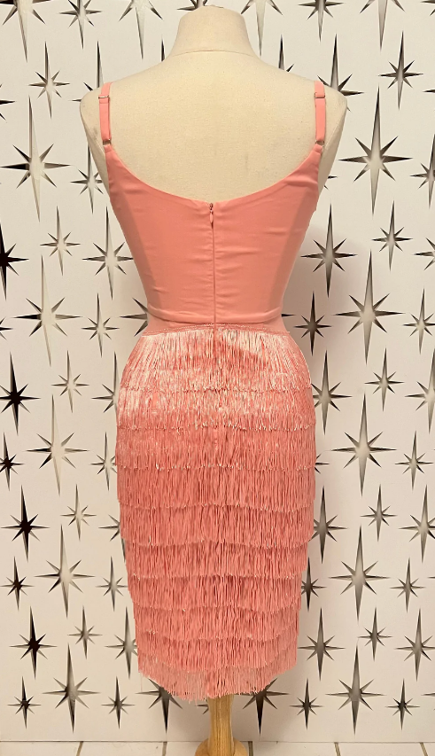 Light Pink Some Like It Hot Fringe Wiggle Dress | Size Medium